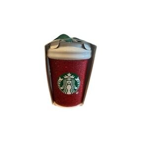 Starbucks Red Glitter Coffee Cup Christmas Ornament Ceramic 2019 New